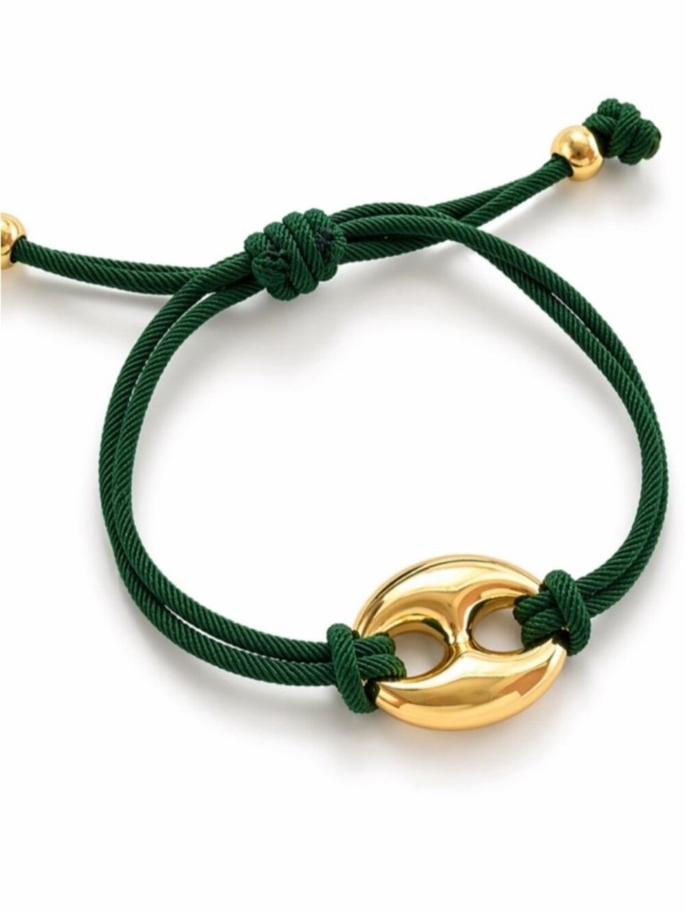 New! Green Colorful Gold Pig nose Bead Adjustable Bracelet